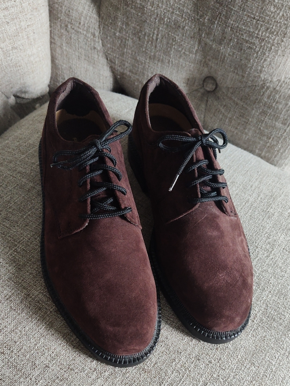 Hush Puppies Men's Rich Dark Brown Suede Oxford Lace Up Shoes